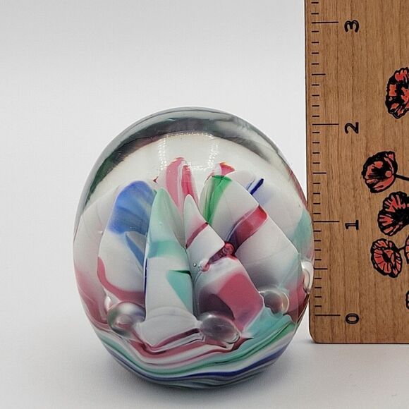 Vintage Saint Claire Multicolor Swirl Art Glass Paperweight - Picture 9 of 11